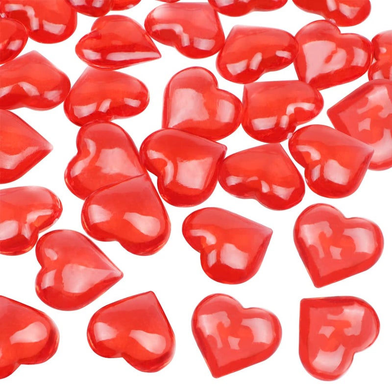 Fangoo 110 Pieces Red Acrylic Heart Red Heart Gems for Valentine's Day Decorations Vase Filler Table Scatter Engagement Wedding Home Decorations(Bright Red, 8OZ) - Image 1